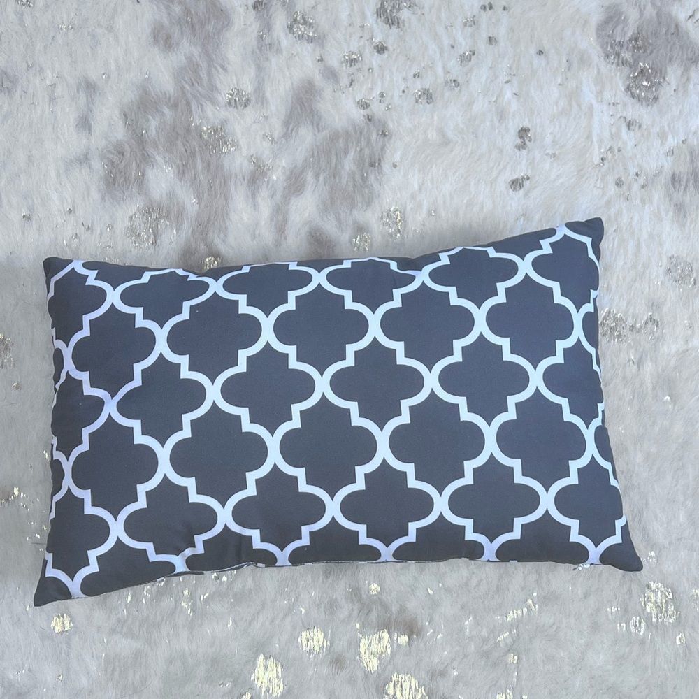 Max Studio Gray Throw Pillow with Zip Off Cover 18 x 10 x 3